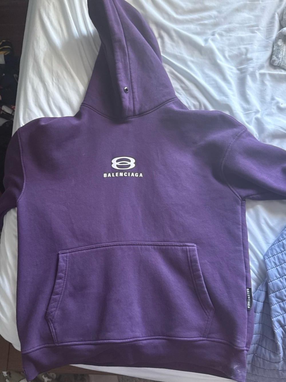 Balenciaga Men's Purple Logo Crewneck Hoodie